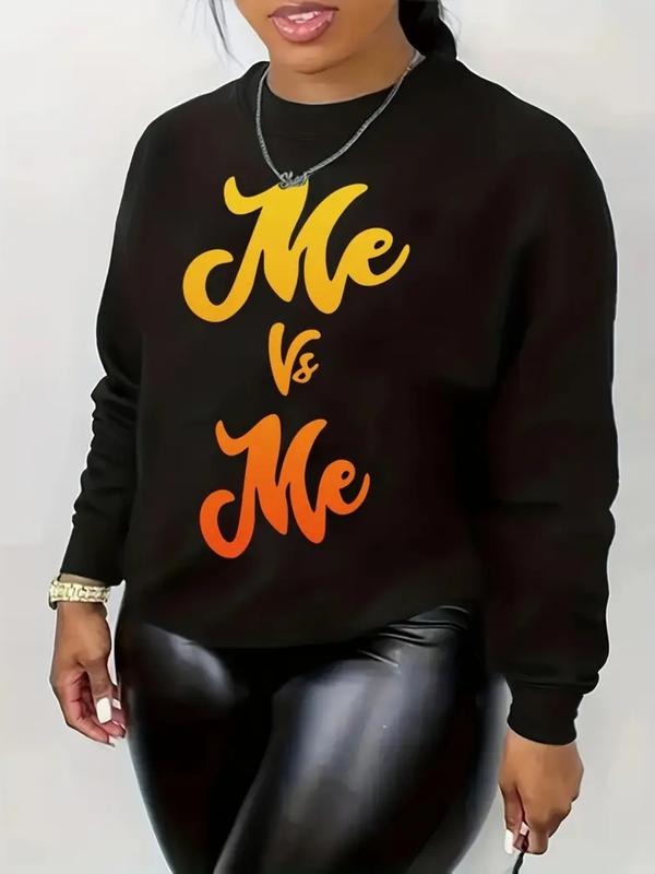 Women's Casual Me Vs Me Graphic Pullover Sweater, Soft Long Sleeve Round Neck Sweatshirt, All-Season Comfort Fit Top...