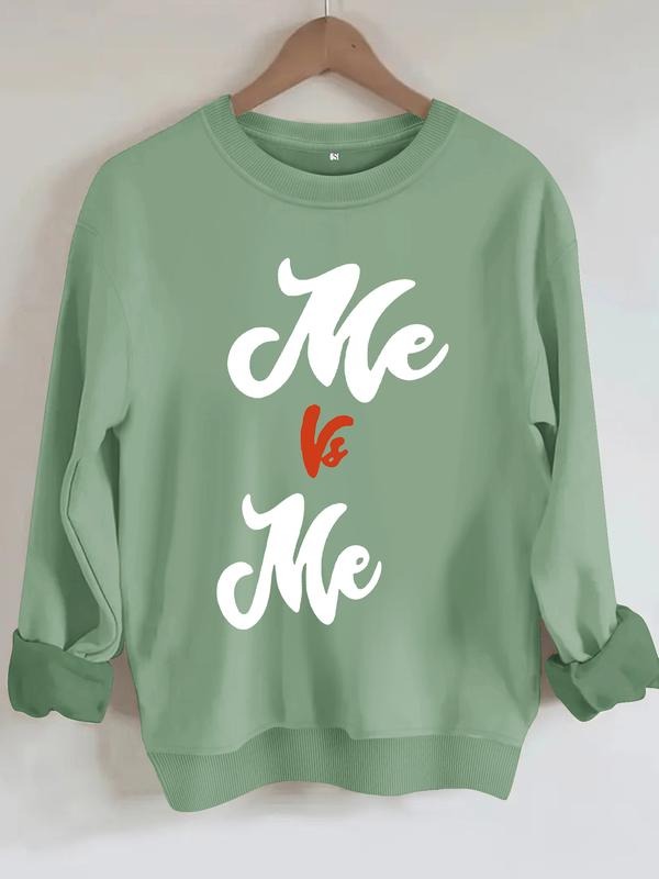Women's Casual Me Vs Me Graphic Sweatshirt, Soft Long Sleeve Round Neck Pullover, All-Season Comfort Clothing T-Shirts,...