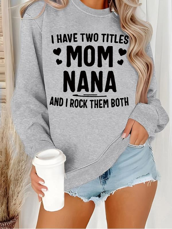 Women's Casual Mom Nana Pattern Pullover Sweater, Soft Long Sleeve Round Neck Sweatshirt, Comfortable Daily Wear...