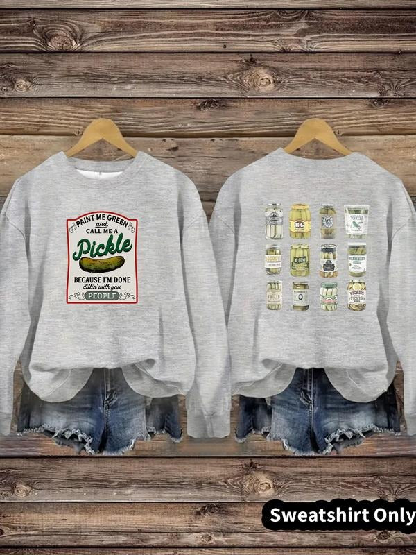 Women's Casual Pickled Pattern Pullover Sweater, Soft Long Sleeve Round Neck Sweatshirt, All-Season Comfortable Wear...