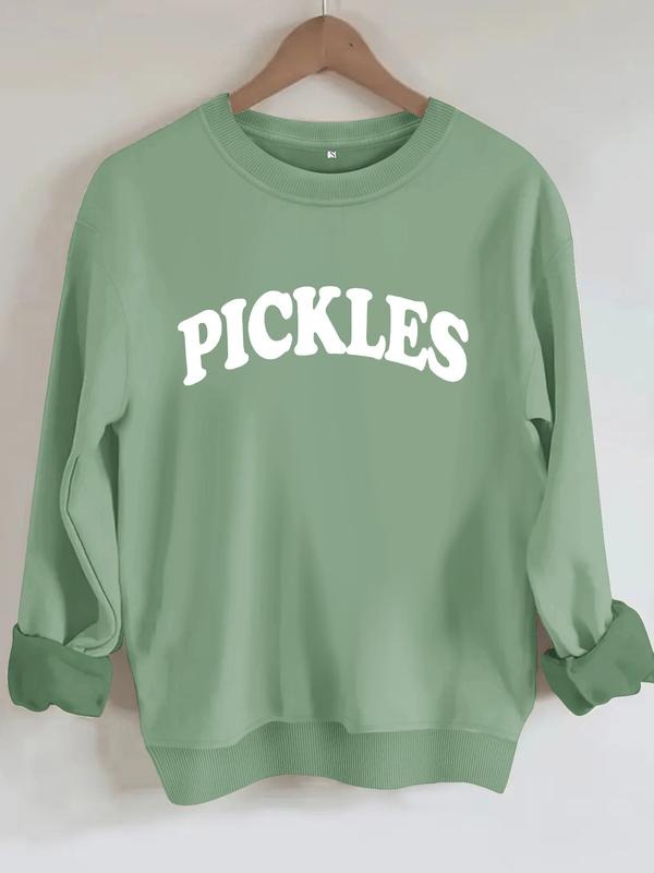 Women's Casual Pickles Pattern Pullover Sweatshirt, Soft Long Sleeve Round Neck, All-Season Comfort, Durable Fabric...