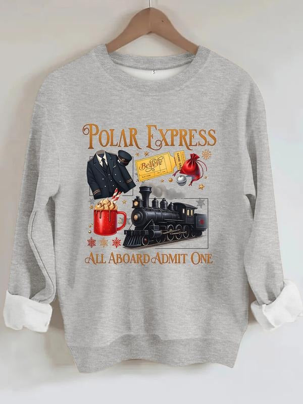 Women's Casual Polar Pattern Pullover Sweatshirt, Soft Long Sleeve Round Neck, All-Season Comfort, Durable Fabric...