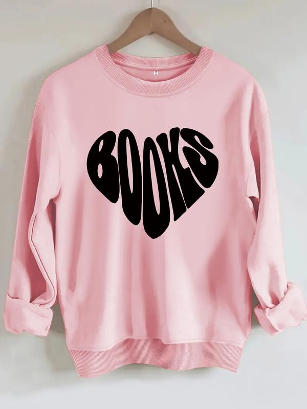 Women's Casual Round Neck Sweatshirt with Letter Pattern, All-Season Fashion Top, Comfortable Daily Wear T-Shirts, Hoodie