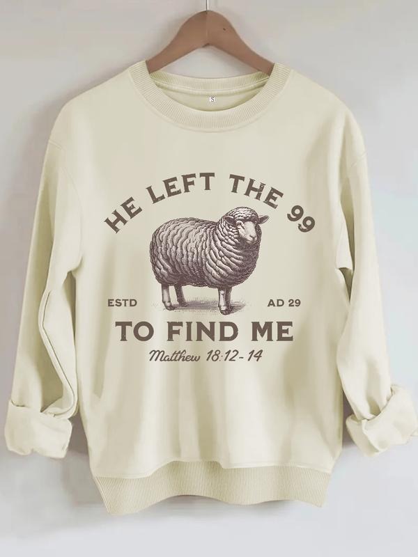 Women's Casual Round Neck Sweatshirt with Sheep Pattern, Fitted Graphic Top, Casual Pullover Tops, All-Season Comfort...
