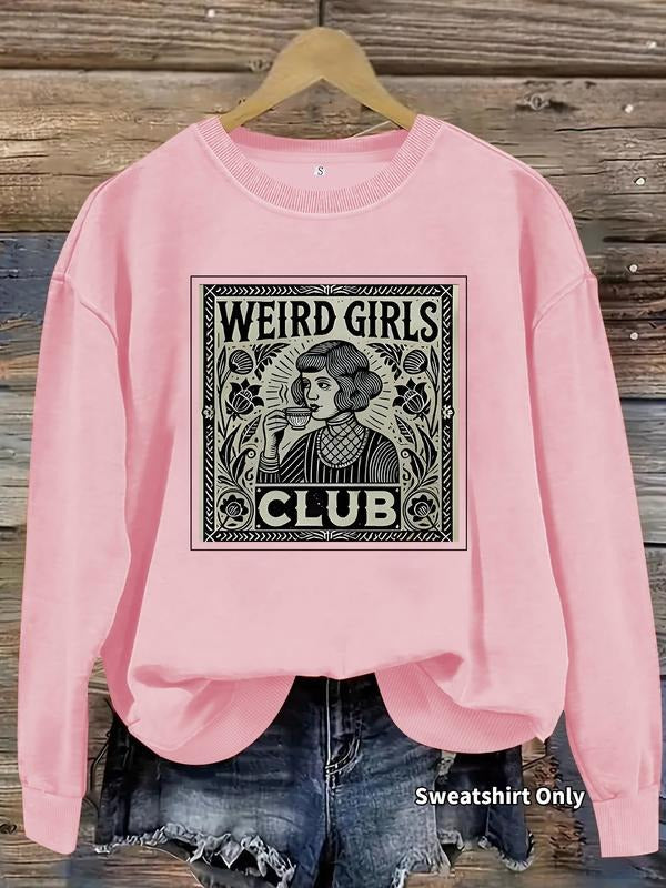 Women's Casual Round Neck Sweatshirt, Vintage Punk Rock Graphic, All-Season Fashion Top, Comfort Wear T-Shirts, Hoodie