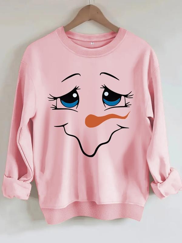 Women's Casual Snow Graphic Pullover Sweater, Soft Long Sleeve Round Neck Sweatshirt, Comfortable Daily Wear T-Shirts, Hoodie