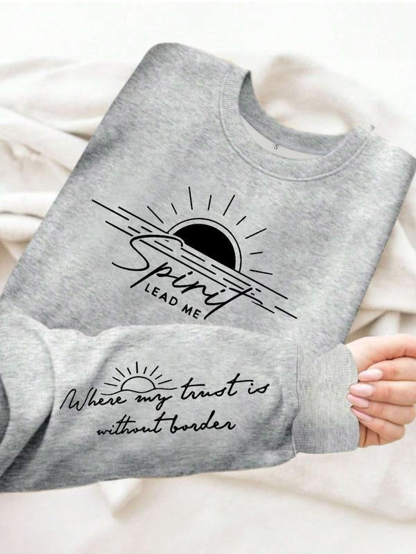 Women's Casual Spiril Sun Pattern Pullover Sweater, Soft Long Sleeve Round Neck Sweatshirt, All-Season Comfortable Wear...