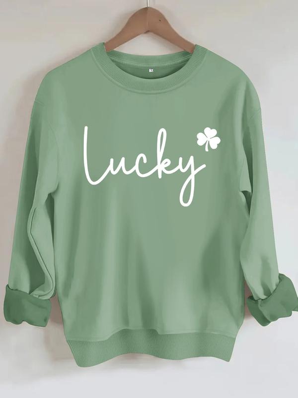 Women's Casual St Patrick's Day Pattern Pullover Sweatshirt, Soft Long Sleeve Round Neck, All-Season Comfort T-Shirts, Hoodie