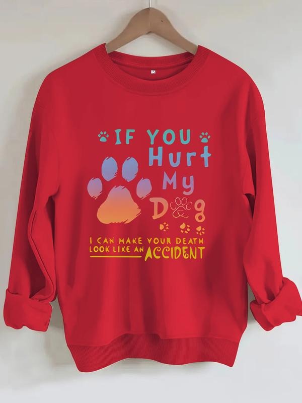 Women's Casual Sweatshirt with Claw Print, Round Neck, All-Season Knit Fabric, Comfortable Daily Wear T-Shirts, Hoodie