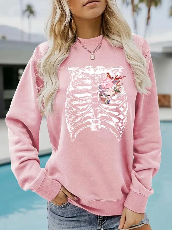 Women's Casual Sweatshirt with Hollow Out Floral Print, Round Neck, All-Season Knit Fabric, Comfortable Daily Wear...