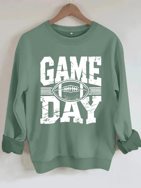 Women's Casual Sweatshirt with Rugby Print, Round Neck, All-Season Knit Fabric, Comfortable Daily Wear T-Shirts, Hoodie