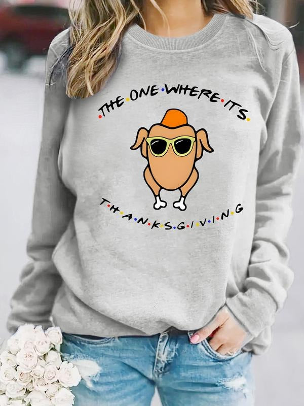 Women's Casual Thanksgiving Graphic Pullover Sweater, Soft Long Sleeve Round Neck Sweatshirt, All-Season Wear T-Shirts,...