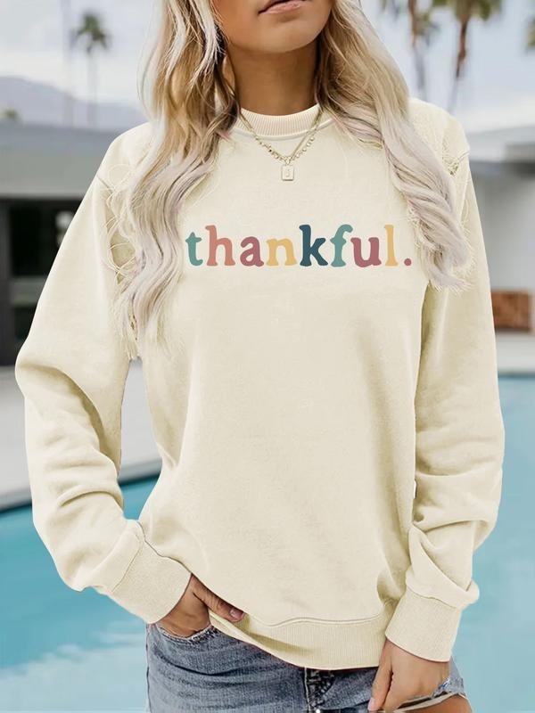 Women's Casual Thanksgiving Print Pullover Sweater, Soft Long Sleeve Round Neck Sweatshirt, Comfortable Daily Wear...