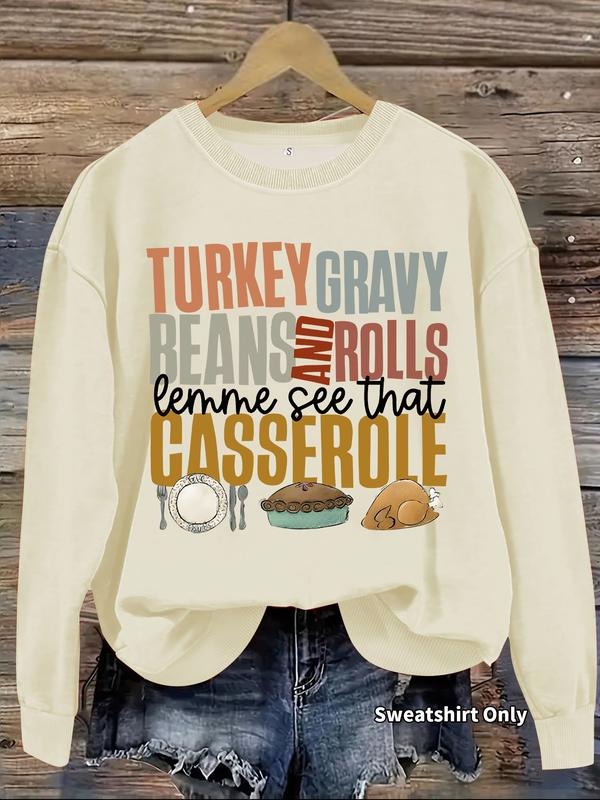 Women's Casual Thanksgiving Slogan Pullover Sweater, Soft Long Sleeve Round Neck Sweatshirt, Comfortable Daily Wear style...