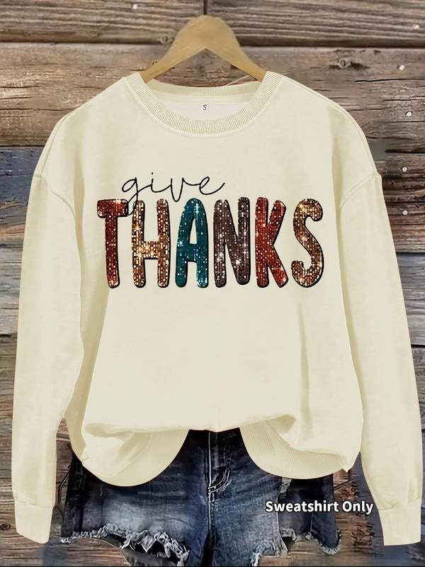 Women's Casual Thanksgiving Slogan Pullover Sweater, Soft Long Sleeve Round Neck Sweatshirt, Comfortable Daily Wear...