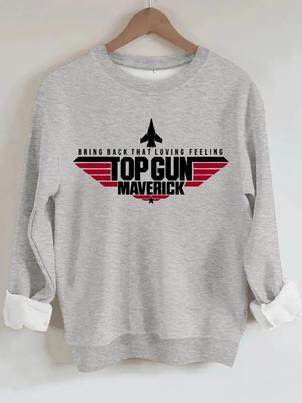 Women's Casual Top Gun Maverick Plane Pattern Pullover Sweatshirt, Soft Long Sleeve Crew Neck for All Seasons, Durable...
