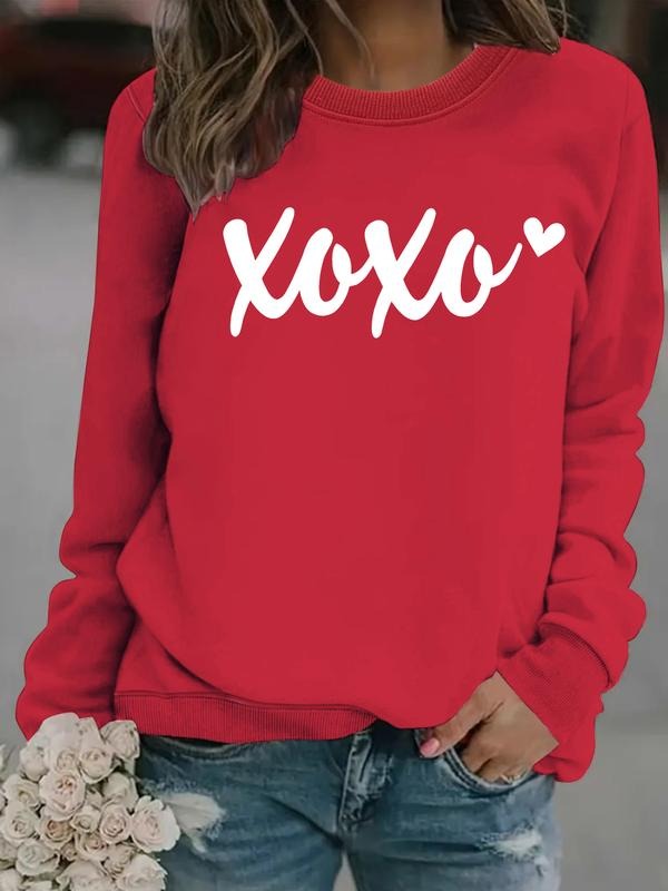 Women's Casual Valentine Print Pullover Sweater, Soft Long Sleeve Round Neck Sweatshirt, Comfortable Daily Wear style 02...