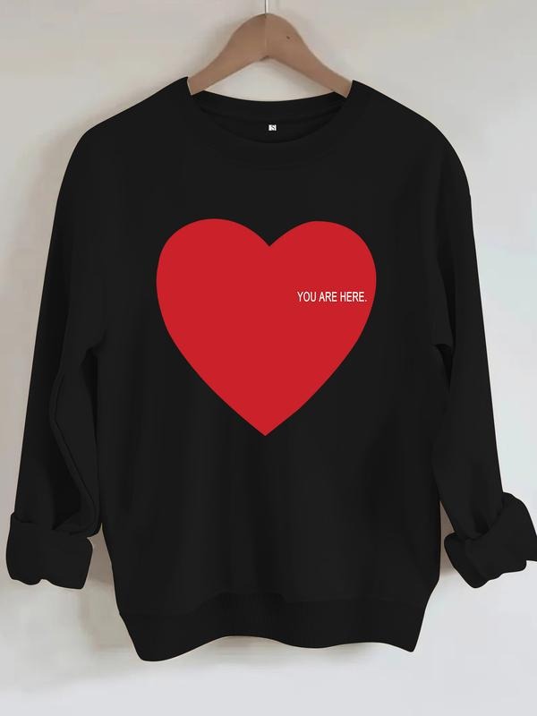 Women's Casual Valentine's Day Graphic Pullover, Soft Long Sleeve Round Neck Sweatshirt, All-Season Comfort T-Shirts, Hoodie