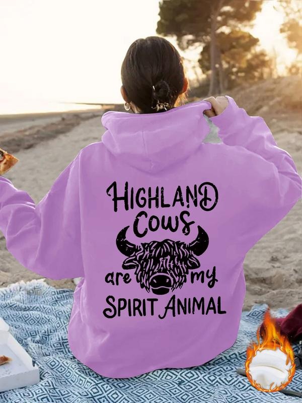 Women's Casual Western Cowboy Letter Print Fleece Hoodie with Front Pocket, Comfortable Winter Pullover, Sweatshirt T-Shirts