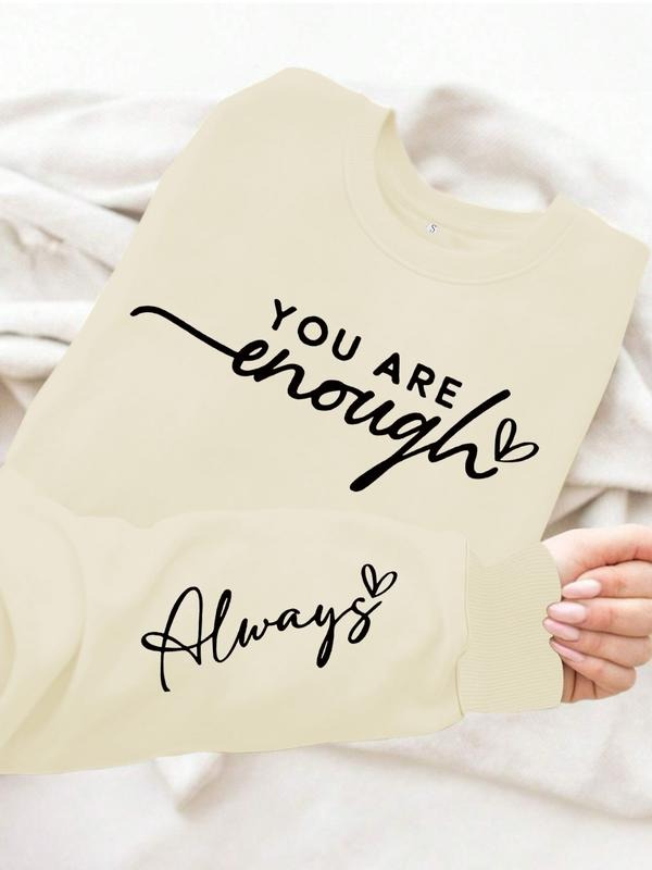 Women's Casual You Are Pattern Pullover Sweater, Soft Long Sleeve Round Neck Sweatshirt, Comfortable Daily Wear T-Shirts,...