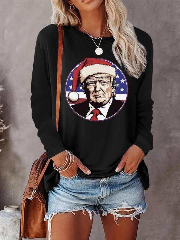 Women's Christmas Cartoon Print Round Neck Tee, Fashion Casual Crew Neck T-shirt for Daily Holiday Vacation Outdoor Wear,...