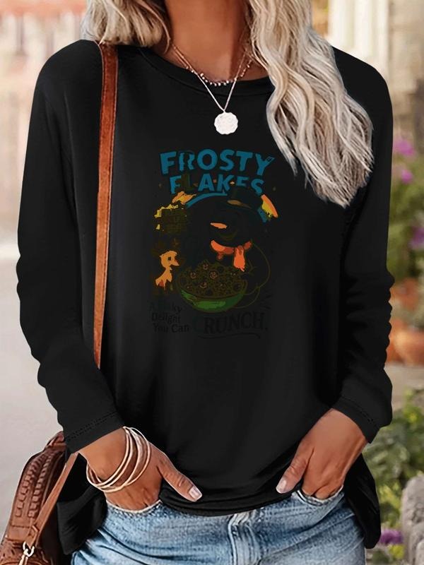Women's Christmas Fashion Casual Snowman Print Long Sleeve T-Shirt, Comfortable Fabric, Available in 9 Colors, All...