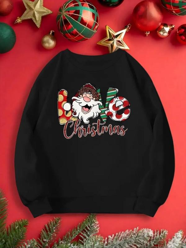 Women's Christmas Letter Print Drop Shoulder Sweatshirt, Casual Long Sleeve Round Neck Pullover for Daily Wear, Ladies...