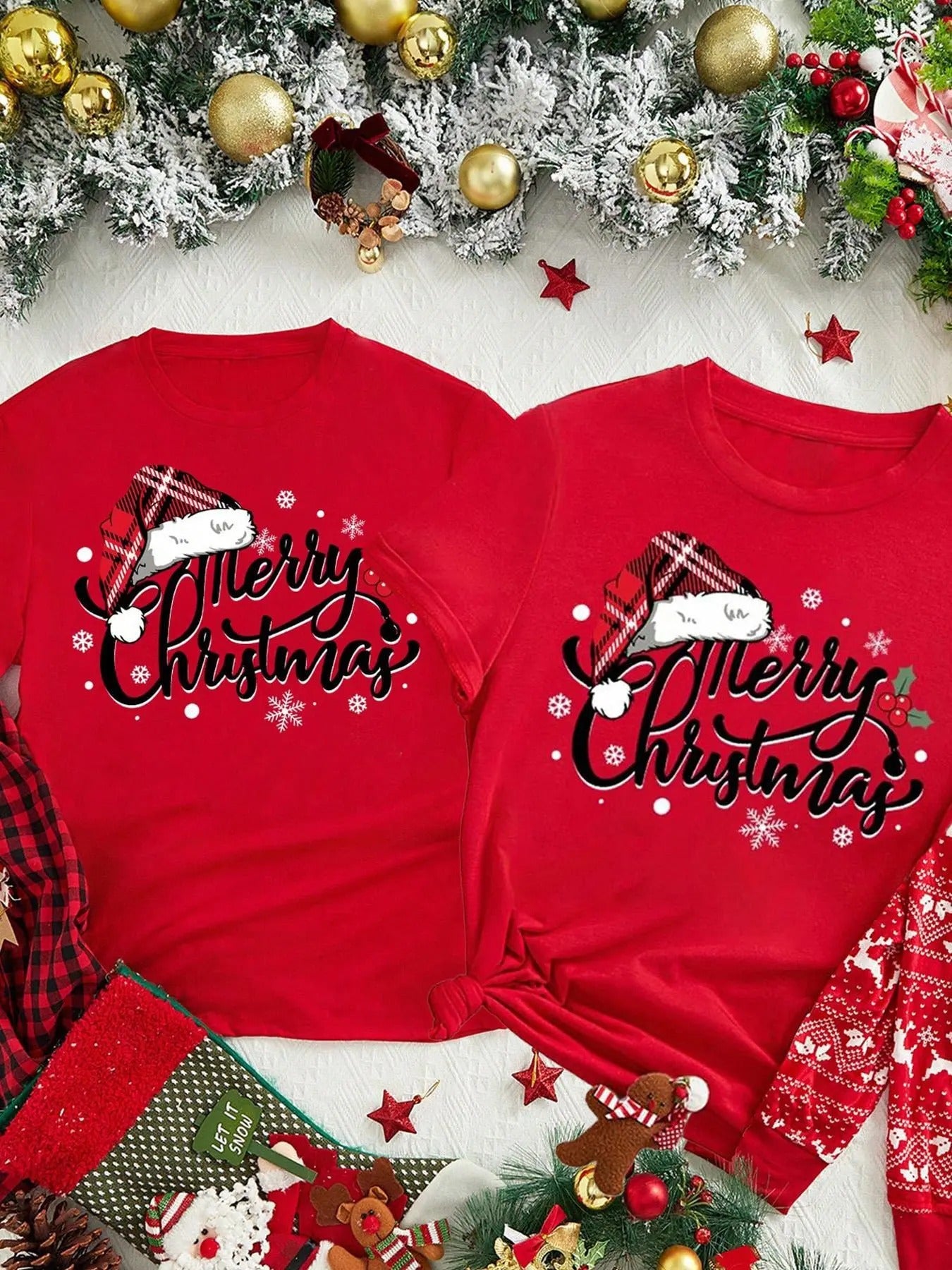 Women's Christmas Letter Print Round Neck Tee, Casual Short Sleeve Crew Neck T-shirt for All Seasons, Ladies Clothes for...