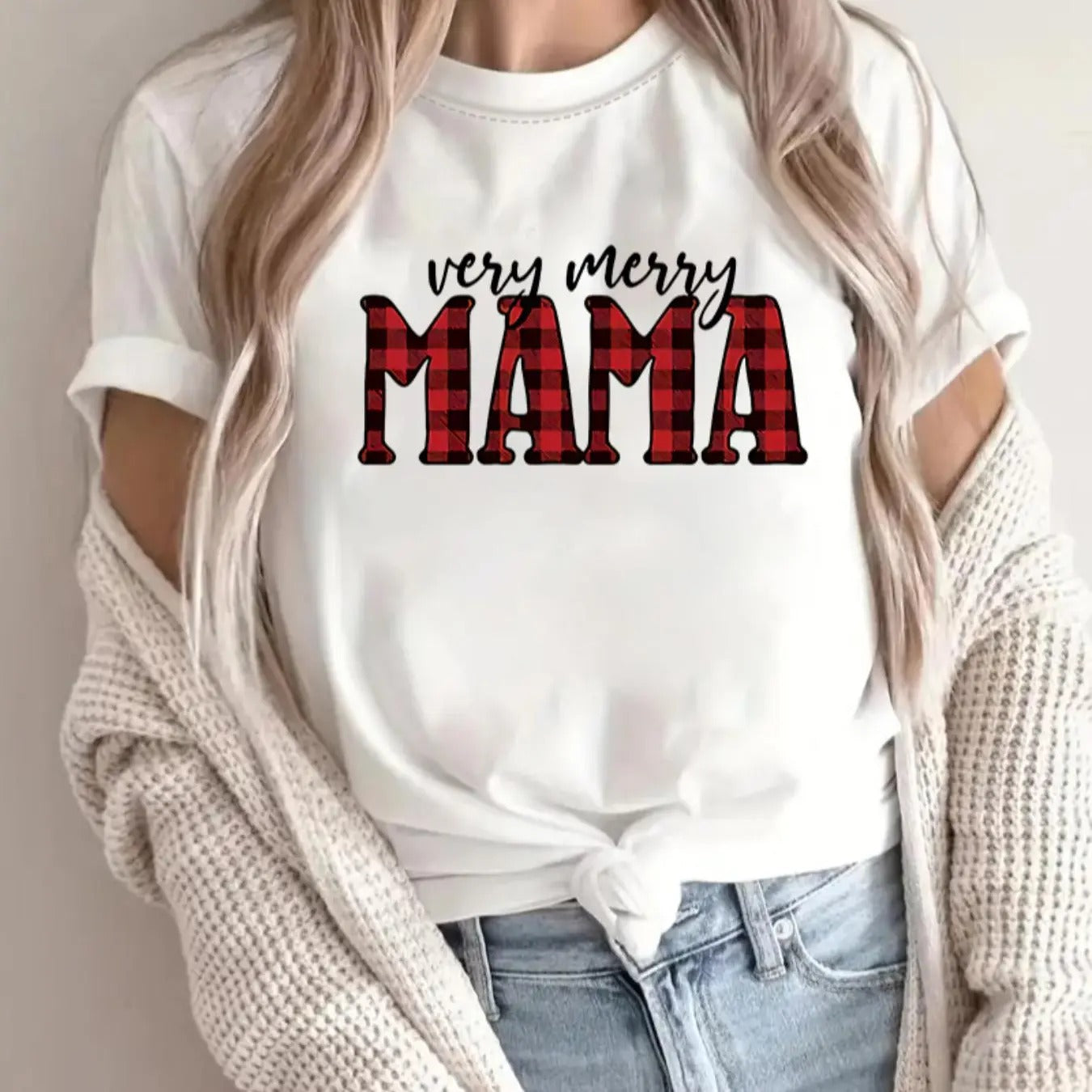 Women's Christmas Letter Print Round Neck Tee, Casual Short Sleeve Crew Neck T-shirt for Summer, Fashion Women's Top for...