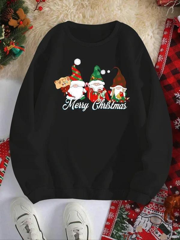 Women's Christmas Print Crew Neck Sweatshirt, Casual Long Sleeve Pullover for Fall & Winter, Women's Clothes for Daily...