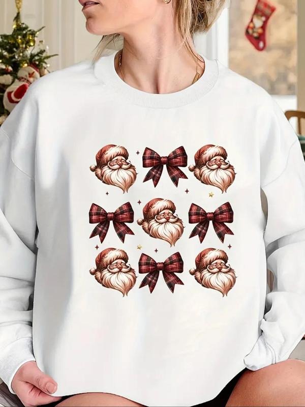 Women's Christmas Print Round Neck Pullover, Casual Long Sleeve Crew Neck Sweatshirt for Spring & Fall, Fashion Women's...