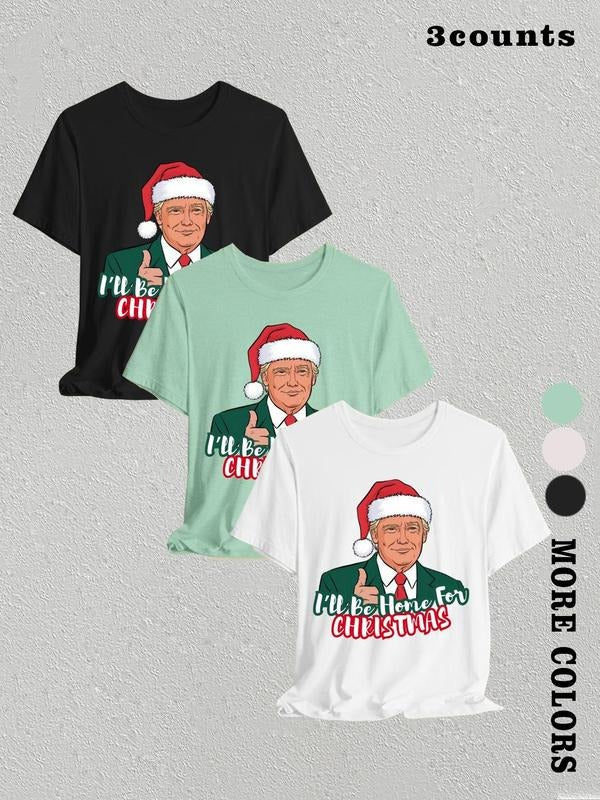 Women's Christmas Themed "I'm Here for The Chicks" Print Round Neck Tee, Casual Short Sleeve T-shirt for Daily Wear,...
