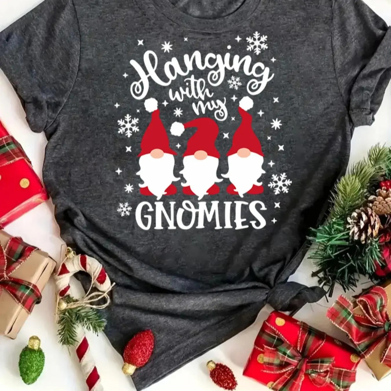Women's Christmas Themed Letter Print Drop Shoulder Tee, Casual Short Sleeve Round Neck T-shirt for All Seasons, Women's...