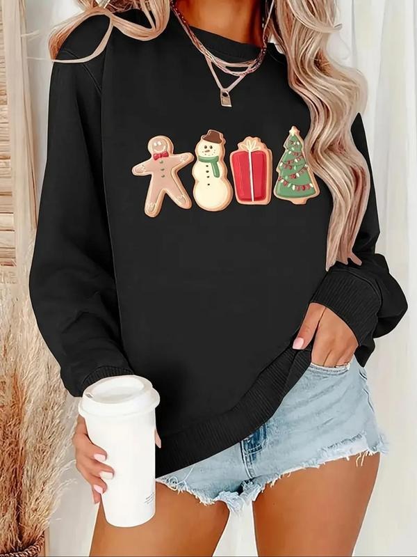 Women's Christmas Themed Print Drop Shoulder Sweatshirt, Casual Long Sleeve Round Neck Pullover for Fall & Winter, Ladies...