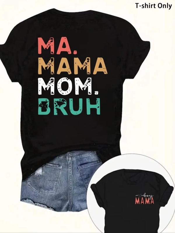 Women's Colorful Letter Print Round Neck Tee, Casual Short Sleeve T-shirt for Summer, Fashion Women's Top for Daily Wear...