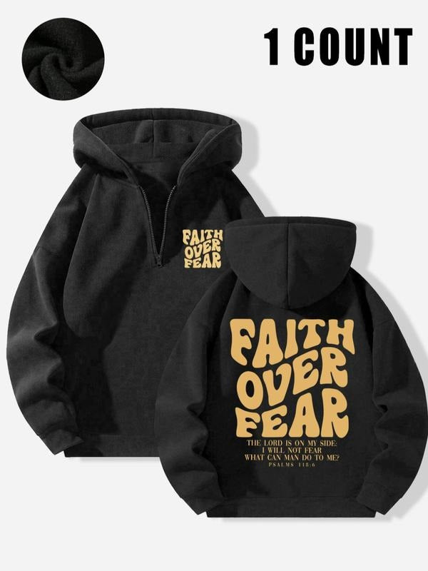 Women's Confidence over Fear Bible Verse Hoodie, Loose-Fit Christian Graphic Sweatshirt, Casual Winter Thick Fabric...