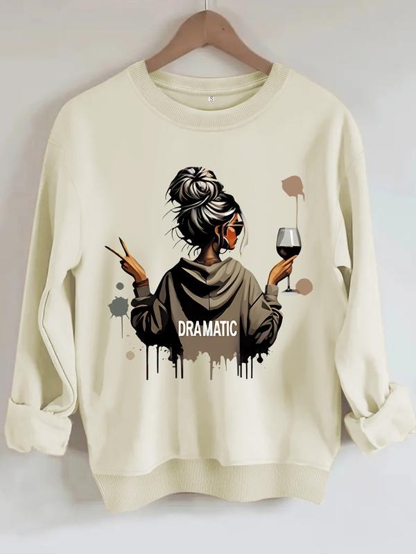 Women's Cool Girl Graphic Round Neck Sweatshirt, Casual Fitted Pullover, Medium Stretch, All-Season Comfort T-Shirts, Hoodie