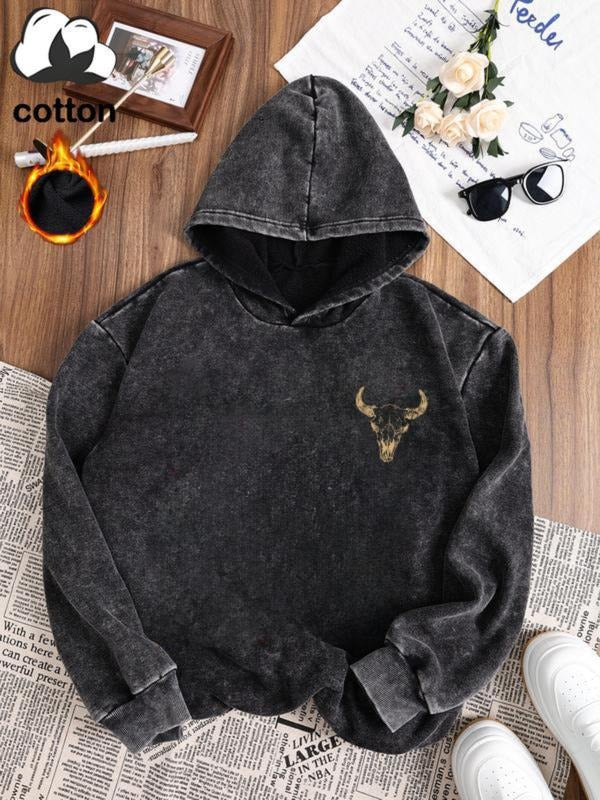 Women's Cotton Fleece Casual Sports Hoodie, Vintage Washed Design, Long Sleeve Hooded Sweatshirt for Autumn & Winter...
