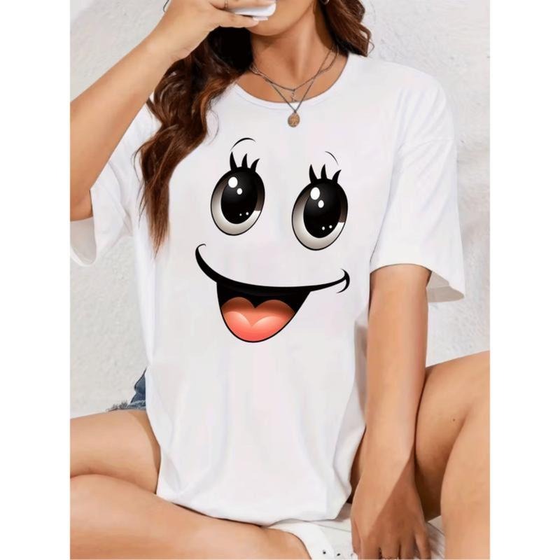 Women's Cotton T-Shirt with Pattern Print Casual Loose Fit Short Sleeve Crew Neck Comfortable Soft Material Fashionable...