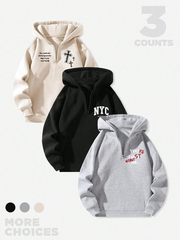 Women's Cross Print Hoodie, Casual Long Sleeve Hooded Sweatshirt for Spring, Fashion Women's Top for Daily Wear T-Shirts