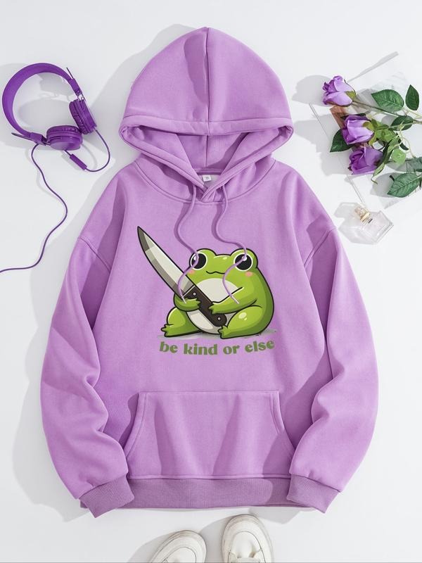 Women's Cute Frog Pattern Hoodie, 100% Polyester Winter Pullover, Casual Loose Fit Sweatshirt for Party Office Daily Wear...