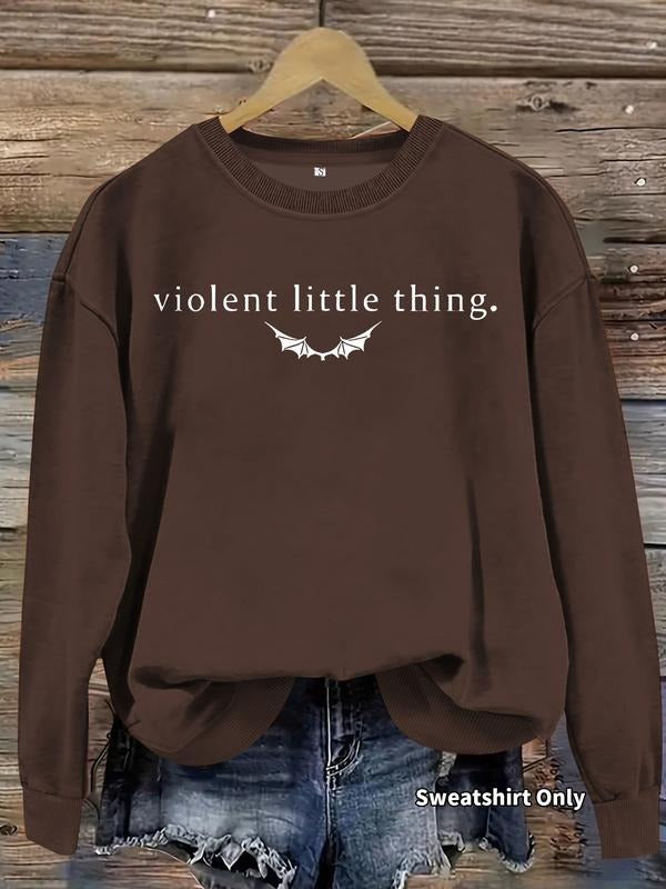 Women's Dragon & Book Print Crew Neck Sweatshirt, Casual Long Sleeve Pullover for Fall & Winter, Women's Clothes for...
