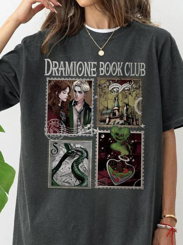 Women's Dramione Book Club T-shirt, Casual Round Neck Graphic Tee for Summer, Women's Top for Daily Wear Hoodie, Sweatshirt