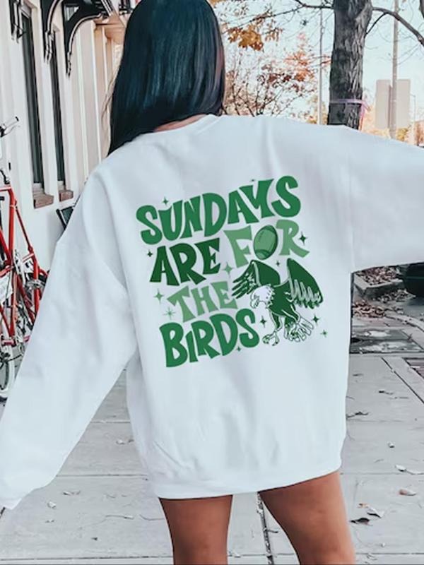 Women's Eagle & Letter Print Drop Shoulder Sweatshirt, Casual Long Sleeve Round Neck Pullover for Fall & Winter, Ladies...