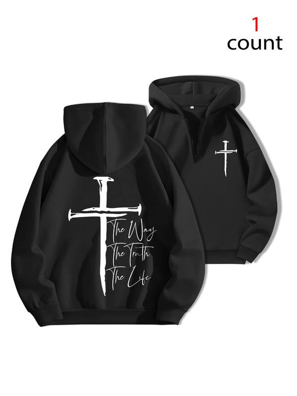 Women's Fall Winter Casual Warm Sweatshirt, Inspirational Cross Design, Comfortable Daily Wear, Ideal for Outdoor...