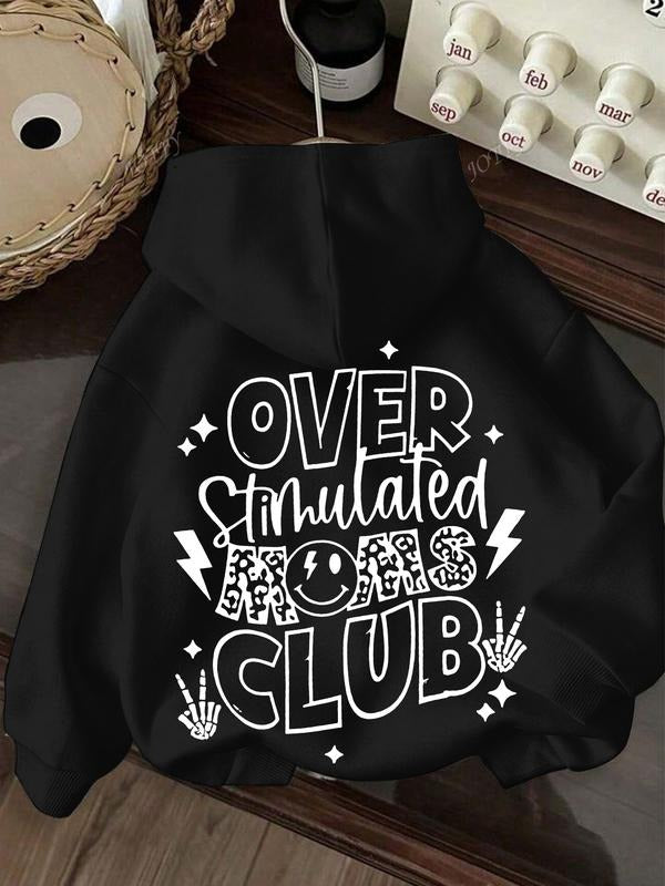 Women's Fall Winter Hooded Sweatshirt, Warm Fleece Lined Halloween Letter Print, Kangaroo Pocket Casual Loose Fit Hoodie...