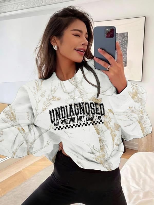 Women's Fashion Crew Neck Sweatshirt with Slogan Letter Print, Casual Loose Fit, Comfortable & Versatile, Perfect Gift...
