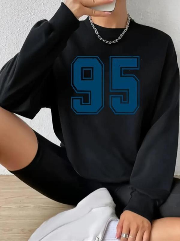 Women's Figure Print Crew Neck Pullover, Casual Long Sleeve Sweatshirt for Fall & Winter, Women's Clothes for Daily Wear...