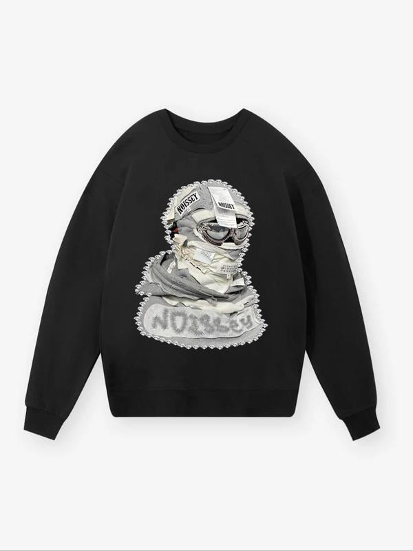 Women's Figure Print Thermal Lined Sweatshirt, Casual Long Sleeve Round Neck Pullover for Fall & Winter, Women's Clothes...