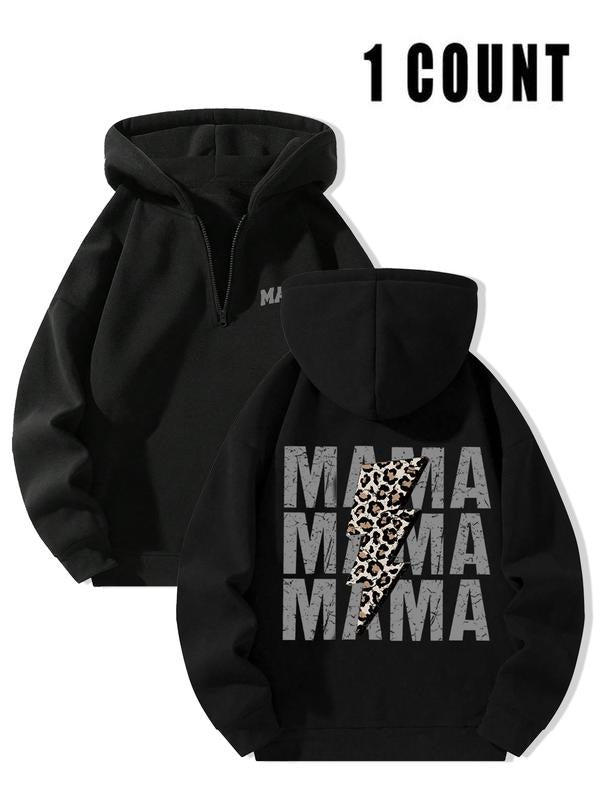 Women's Fitted Hoodie Sweatshirt, Fall & Winter Outdoor Sports Wear, Cartoon Letter Pattern Design, Perfect Gift for Mom...